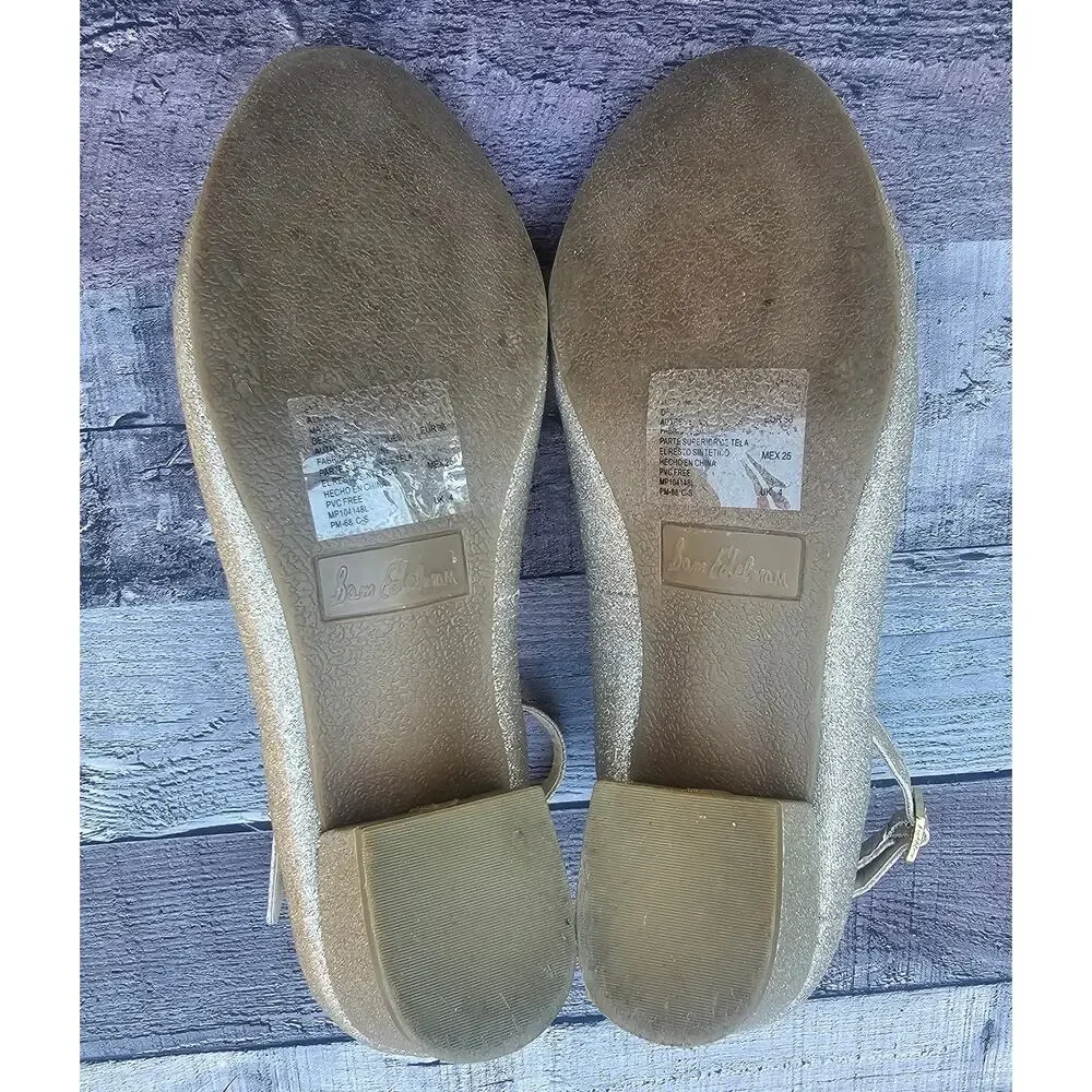 SAM EDELMAN Evelyn Belle Gold Shimmer Sparkle Mary Jane Shoes Big Girls size 5